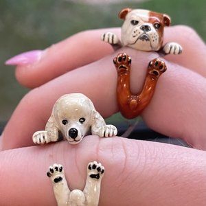 Sterlings silver + Enamel dog fever rings